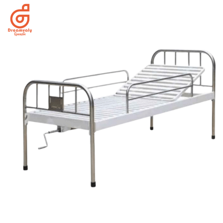 Hospital Bed MS Single Crank With Railing & foam-Dreamvaly