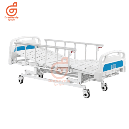 Three Crank Manual Hospital Bed With Mattress & IV Pole Made in China-Dreamvaly