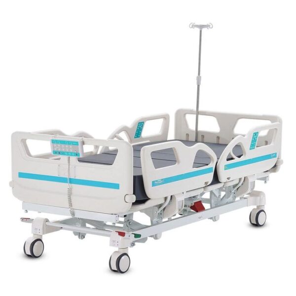 Premium 5 Function Full Electric Hospital Bed, ICU Electric Medical Bed with Cardiac Chair Position, Trendelenburg